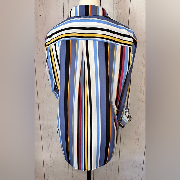 Anne Klein Striped Women Multicolor Blouse Size 10 - Picture 4 of 8